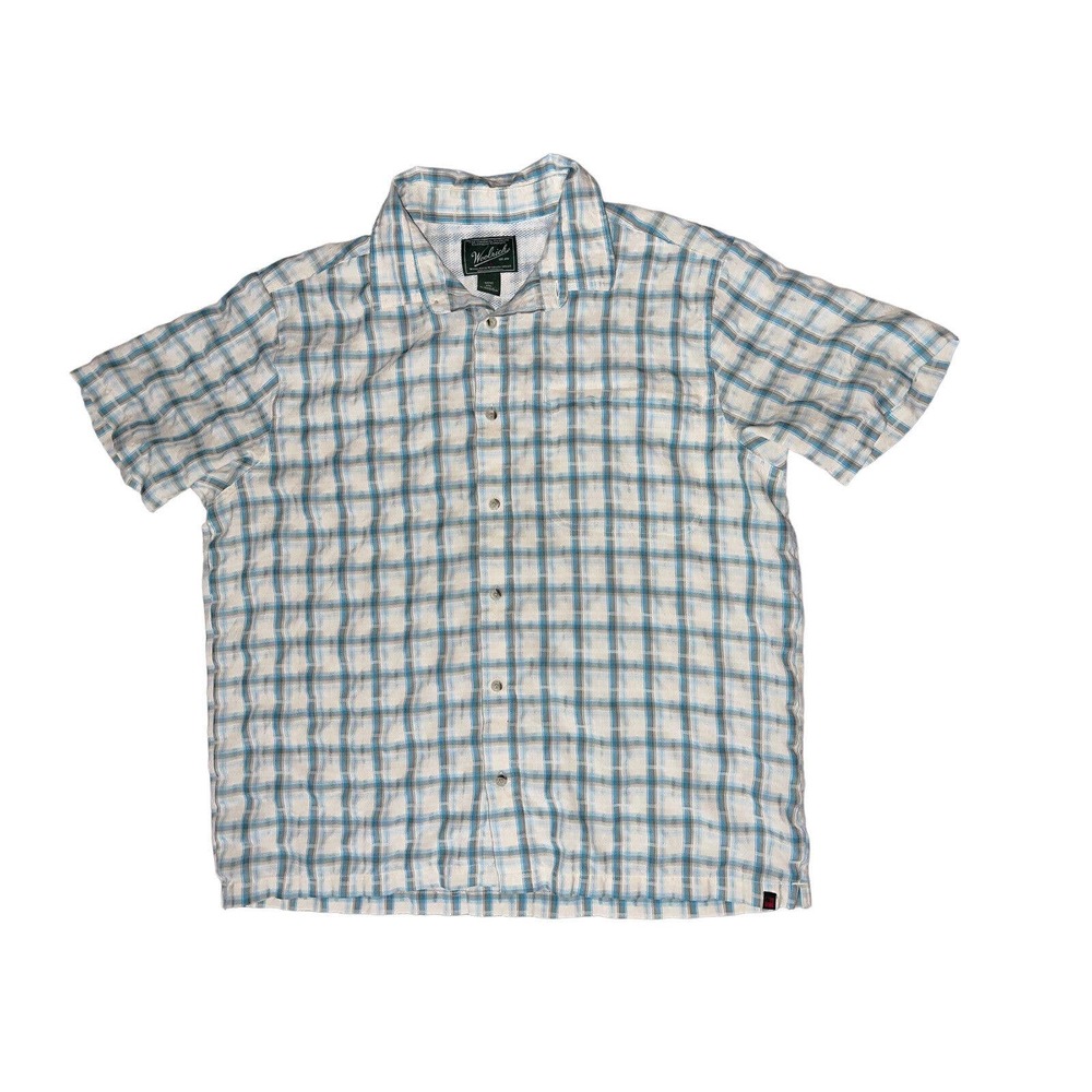 Vintage Woolrich Men’s Sz XXL Plaid Button Down Shirt Short Sleeve Ocean Cotton